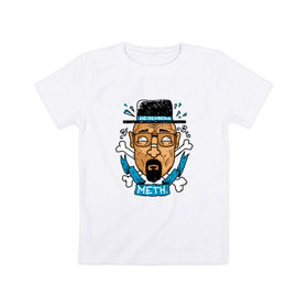 Детская футболка хлопок с принтом Heisenberg - Only Meth в Петрозаводске, 100% хлопок | круглый вырез горловины, полуприлегающий силуэт, длина до линии бедер | breaking bad | chef | dope | heisenberg | walter white