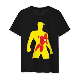 Мужская футболка хлопок с принтом Flash Minimalist Comics в Петрозаводске, 100% хлопок | прямой крой, круглый вырез горловины, длина до линии бедер, слегка спущенное плечо. | flash minimalist comics justice flash флеш