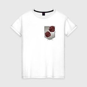 Женская футболка хлопок с принтом Роза в Петрозаводске, 100% хлопок | прямой крой, круглый вырез горловины, длина до линии бедер, слегка спущенное плечо | 