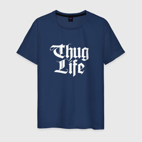 Мужская футболка хлопок с принтом Thug Life 2pac в Петрозаводске, 100% хлопок | прямой крой, круглый вырез горловины, длина до линии бедер, слегка спущенное плечо. | 2pac | life | rap | thug | tupac | рэп | тупак