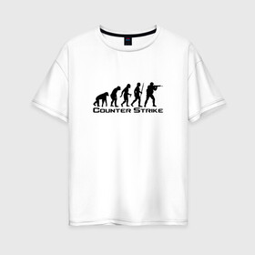 Женская футболка хлопок Oversize с принтом Counter Strike evolution в Петрозаводске, 100% хлопок | свободный крой, круглый ворот, спущенный рукав, длина до линии бедер
 | counter | evolution | strike