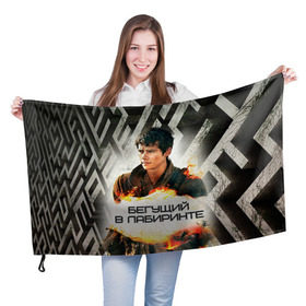 Флаг 3D с принтом Бегущий в лабиринте в Петрозаводске, 100% полиэстер | плотность ткани — 95 г/м2, размер — 67 х 109 см. Принт наносится с одной стороны | the maze runner | бегущий в лабиринте