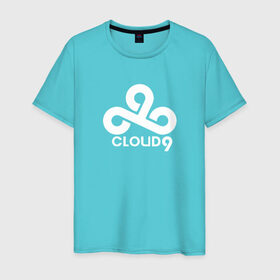 Мужская футболка хлопок с принтом Cloud9 в Петрозаводске, 100% хлопок | прямой крой, круглый вырез горловины, длина до линии бедер, слегка спущенное плечо. | на макете изображен логотип известной киберспортивной команды cloud9cloud9
