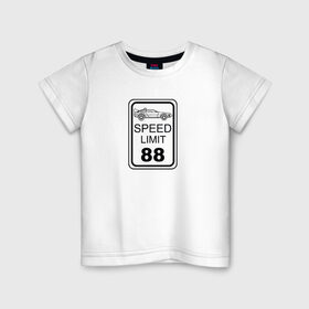 Детская футболка хлопок с принтом Знак ограничения скорости в Петрозаводске, 100% хлопок | круглый вырез горловины, полуприлегающий силуэт, длина до линии бедер | Тематика изображения на принте: 