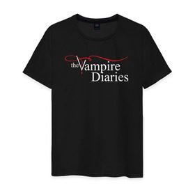 Мужская футболка хлопок с принтом The Vampire Diaries в Петрозаводске, 100% хлопок | прямой крой, круглый вырез горловины, длина до линии бедер, слегка спущенное плечо. | Тематика изображения на принте: the vampire diaries дневники вампира кровь