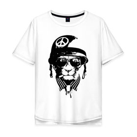Мужская футболка хлопок Oversize с принтом Pacific cat в Петрозаводске, 100% хлопок | свободный крой, круглый ворот, “спинка” длиннее передней части | Тематика изображения на принте: кот | крутой кот | лев | пацифик