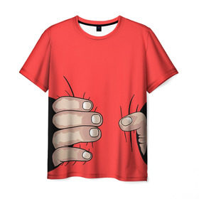 Мужская футболка 3D с принтом Рука в Петрозаводске, 100% полиэфир | прямой крой, круглый вырез горловины, длина до линии бедер | обхват | пальцы | рука | талия