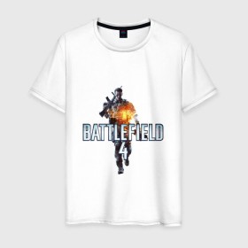 Мужская футболка хлопок с принтом Battlefield 4 в Петрозаводске, 100% хлопок | прямой крой, круглый вырез горловины, длина до линии бедер, слегка спущенное плечо. | логотип battlefield 4bf battlefield