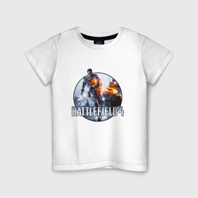 Детская футболка хлопок с принтом Battlefield 4 в Петрозаводске, 100% хлопок | круглый вырез горловины, полуприлегающий силуэт, длина до линии бедер | логотип battlefield 4bf battlefield