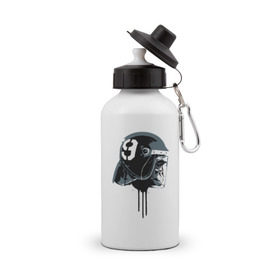 Бутылка спортивная с принтом горилла в шлеме в Петрозаводске, металл | емкость — 500 мл, в комплекте две пластиковые крышки и карабин для крепления | обезьяна | шимпанзе