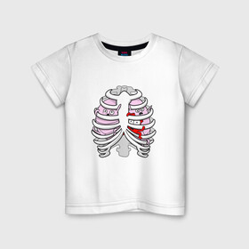 Детская футболка хлопок с принтом Грудная клетка в Петрозаводске, 100% хлопок | круглый вырез горловины, полуприлегающий силуэт, длина до линии бедер | лёгкие | органы | рёбра | сердце