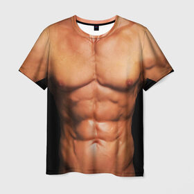 Мужская футболка 3D с принтом Идеальное тело в Петрозаводске, 100% полиэфир | прямой крой, круглый вырез горловины, длина до линии бедер | идеальное | пресс | спорт | тело | торс