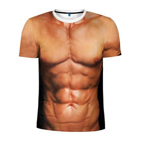 Мужская футболка 3D спортивная с принтом Идеальное тело в Петрозаводске, 100% полиэстер с улучшенными характеристиками | приталенный силуэт, круглая горловина, широкие плечи, сужается к линии бедра | Тематика изображения на принте: идеальное | пресс | спорт | тело | торс