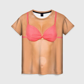 Женская футболка 3D с принтом Идеальное тело в Петрозаводске, 100% полиэфир ( синтетическое хлопкоподобное полотно) | прямой крой, круглый вырез горловины, длина до линии бедер | грудь | идеальное | купальник | пресс | спорт | тело | торс