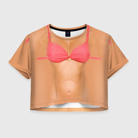 Женская футболка 3D укороченная с принтом Идеальное тело в Петрозаводске, 100% полиэстер | круглая горловина, длина футболки до линии талии, рукава с отворотами | грудь | идеальное | купальник | пресс | спорт | тело | торс