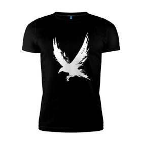 Мужская футболка премиум с принтом Белая ворона в Петрозаводске, 92% хлопок, 8% лайкра | приталенный силуэт, круглый вырез ворота, длина до линии бедра, короткий рукав | белая ворона | нарисованная краской | черниламиворон