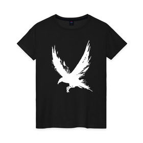 Женская футболка хлопок с принтом Белая ворона в Петрозаводске, 100% хлопок | прямой крой, круглый вырез горловины, длина до линии бедер, слегка спущенное плечо | белая ворона | нарисованная краской | черниламиворон