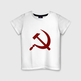 Детская футболка хлопок с принтом Серп и молот в Петрозаводске, 100% хлопок | круглый вырез горловины, полуприлегающий силуэт, длина до линии бедер | молот | серп и молотсерп | ссср