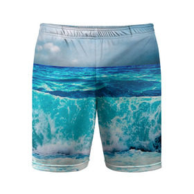 Мужские шорты 3D спортивные с принтом Волны в Петрозаводске,  |  | Тематика изображения на принте: берег | вода | волны | море | пейзаж | прилив