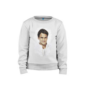 Детский свитшот хлопок с принтом Roger Federer в Петрозаводске, 100% хлопок | круглый вырез горловины, эластичные манжеты, пояс и воротник | roger federer | роджер федерер | теннис | чемпион
