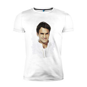 Мужская футболка премиум с принтом Roger Federer в Петрозаводске, 92% хлопок, 8% лайкра | приталенный силуэт, круглый вырез ворота, длина до линии бедра, короткий рукав | roger federer | роджер федерер | теннис | чемпион