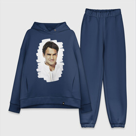 Женский костюм хлопок Oversize с принтом Roger Federer в Петрозаводске,  |  | roger federer | роджер федерер | теннис | чемпион