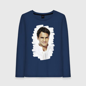 Женский лонгслив хлопок с принтом Roger Federer в Петрозаводске, 100% хлопок |  | roger federer | роджер федерер | теннис | чемпион