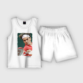 Детская пижама с шортами хлопок с принтом Роджер Федерер в Петрозаводске,  |  | roger federer | роджер федерер | теннис | чемпион