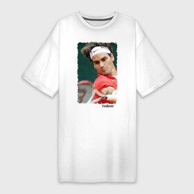 Платье-футболка хлопок с принтом Роджер Федерер в Петрозаводске,  |  | roger federer | роджер федерер | теннис | чемпион