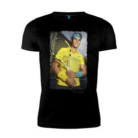 Мужская футболка премиум с принтом Рафаэль Надаль в Петрозаводске, 92% хлопок, 8% лайкра | приталенный силуэт, круглый вырез ворота, длина до линии бедра, короткий рукав | rafael nadal | рафаэль надаль | теннис | чемпион