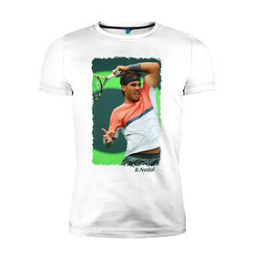 Мужская футболка премиум с принтом Rafael Nadal в Петрозаводске, 92% хлопок, 8% лайкра | приталенный силуэт, круглый вырез ворота, длина до линии бедра, короткий рукав | rafael nadal | рафаэль надаль | теннис | чемпион