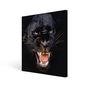 Холст квадратный с принтом Пантера в Петрозаводске, 100% ПВХ |  | Тематика изображения на принте: животные | зубы | киса | киска | кошка | оскал | пантера