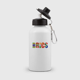 Бутылка спортивная с принтом BRICS - БРИКС в Петрозаводске, металл | емкость — 500 мл, в комплекте две пластиковые крышки и карабин для крепления | бразилия