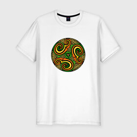 Мужская футболка премиум с принтом Кельтская спираль в Петрозаводске, 92% хлопок, 8% лайкра | приталенный силуэт, круглый вырез ворота, длина до линии бедра, короткий рукав | кельтская спираль | кельтская спиральспираль | кельты | орнамент