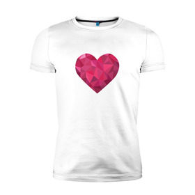 Мужская футболка премиум с принтом Полигональное сердце в Петрозаводске, 92% хлопок, 8% лайкра | приталенный силуэт, круглый вырез ворота, длина до линии бедра, короткий рукав | полигональное сердцелюбовь | сердце
