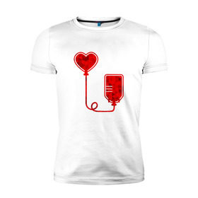 Мужская футболка премиум с принтом Донор крови в Петрозаводске, 92% хлопок, 8% лайкра | приталенный силуэт, круглый вырез ворота, длина до линии бедра, короткий рукав | Тематика изображения на принте: донор кровидонор | кровь | сердце