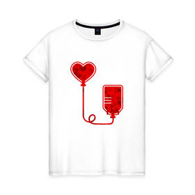 Женская футболка хлопок с принтом Донор крови в Петрозаводске, 100% хлопок | прямой крой, круглый вырез горловины, длина до линии бедер, слегка спущенное плечо | Тематика изображения на принте: донор кровидонор | кровь | сердце