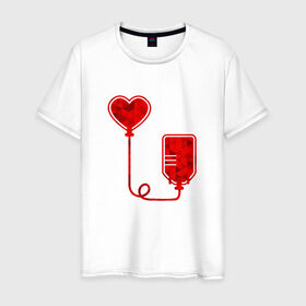 Мужская футболка хлопок с принтом Донор крови в Петрозаводске, 100% хлопок | прямой крой, круглый вырез горловины, длина до линии бедер, слегка спущенное плечо. | Тематика изображения на принте: донор кровидонор | кровь | сердце