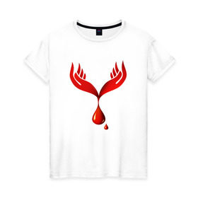 Женская футболка хлопок с принтом Донор крови в Петрозаводске, 100% хлопок | прямой крой, круглый вырез горловины, длина до линии бедер, слегка спущенное плечо | 