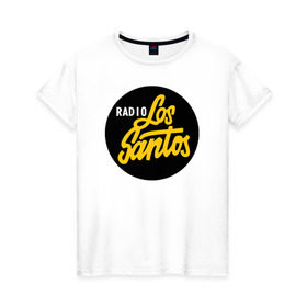 Женская футболка хлопок с принтом Radio Los Santos в Петрозаводске, 100% хлопок | прямой крой, круглый вырез горловины, длина до линии бедер, слегка спущенное плечо | 