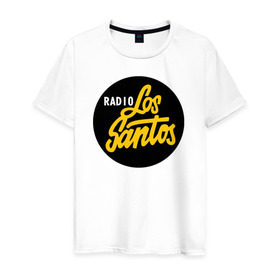Мужская футболка хлопок с принтом Radio Los Santos в Петрозаводске, 100% хлопок | прямой крой, круглый вырез горловины, длина до линии бедер, слегка спущенное плечо. | 