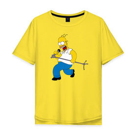 Мужская футболка хлопок Oversize с принтом Homer Rock в Петрозаводске, 100% хлопок | свободный крой, круглый ворот, “спинка” длиннее передней части | homer rock гомер рок simpsons симпсоны