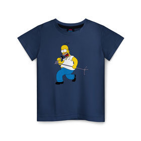 Детская футболка хлопок с принтом Homer Rock в Петрозаводске, 100% хлопок | круглый вырез горловины, полуприлегающий силуэт, длина до линии бедер | Тематика изображения на принте: homer rock гомер рок simpsons симпсоны