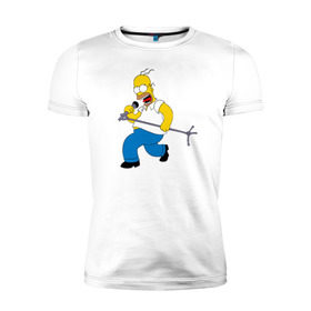 Мужская футболка премиум с принтом Homer Rock в Петрозаводске, 92% хлопок, 8% лайкра | приталенный силуэт, круглый вырез ворота, длина до линии бедра, короткий рукав | Тематика изображения на принте: homer rock гомер рок simpsons симпсоны