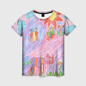 Женская футболка 3D с принтом Детские рисунки в Петрозаводске, 100% полиэфир ( синтетическое хлопкоподобное полотно) | прямой крой, круглый вырез горловины, длина до линии бедер | dg | габбана | детский | дольче | карандаш | картина | мода | рисунок