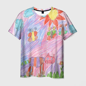 Мужская футболка 3D с принтом Детские рисунки в Петрозаводске, 100% полиэфир | прямой крой, круглый вырез горловины, длина до линии бедер | dg | габбана | детский | дольче | карандаш | картина | мода | рисунок