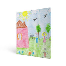 Холст квадратный с принтом Детские рисунки в Петрозаводске, 100% ПВХ |  | dg | габбана | детский | дольче | карандаш | картина | мода | рисунок
