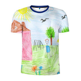 Мужская футболка 3D спортивная с принтом Детские рисунки в Петрозаводске, 100% полиэстер с улучшенными характеристиками | приталенный силуэт, круглая горловина, широкие плечи, сужается к линии бедра | dg | габбана | детский | дольче | карандаш | картина | мода | рисунок
