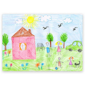 Поздравительная открытка с принтом Детские рисунки в Петрозаводске, 100% бумага | плотность бумаги 280 г/м2, матовая, на обратной стороне линовка и место для марки
 | dg | габбана | детский | дольче | карандаш | картина | мода | рисунок