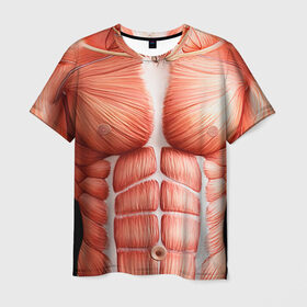 Мужская футболка 3D с принтом Мышцы в Петрозаводске, 100% полиэфир | прямой крой, круглый вырез горловины, длина до линии бедер | bodybuilding | бодибилдер | бодибилдинг | качалка | качок | мышцы | спорт | тело | тренажер